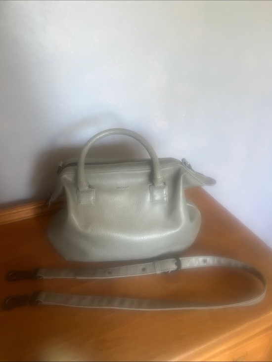 Matt & Nat Handbags - Matt & Nat Pebbled Leather Satchel in Light Gray